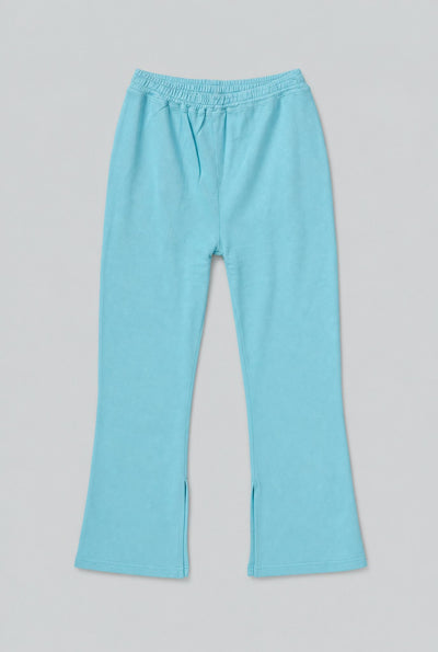 Wide Leg Sweatpants With Slits - Blue