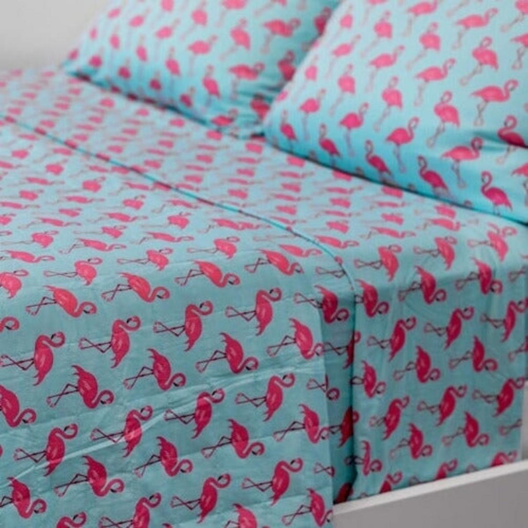 Quilted Blanket - Flamingo Aqua