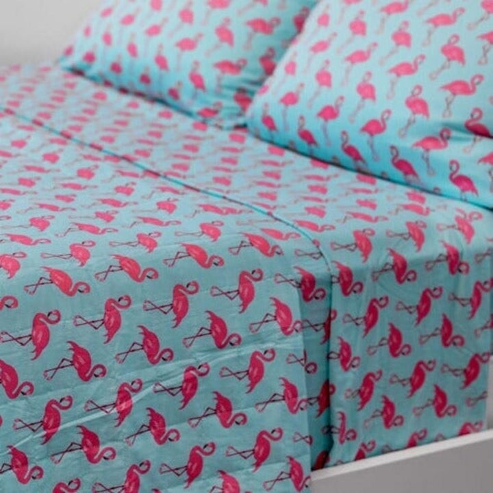 Quilted Blanket - Flamingo Aqua