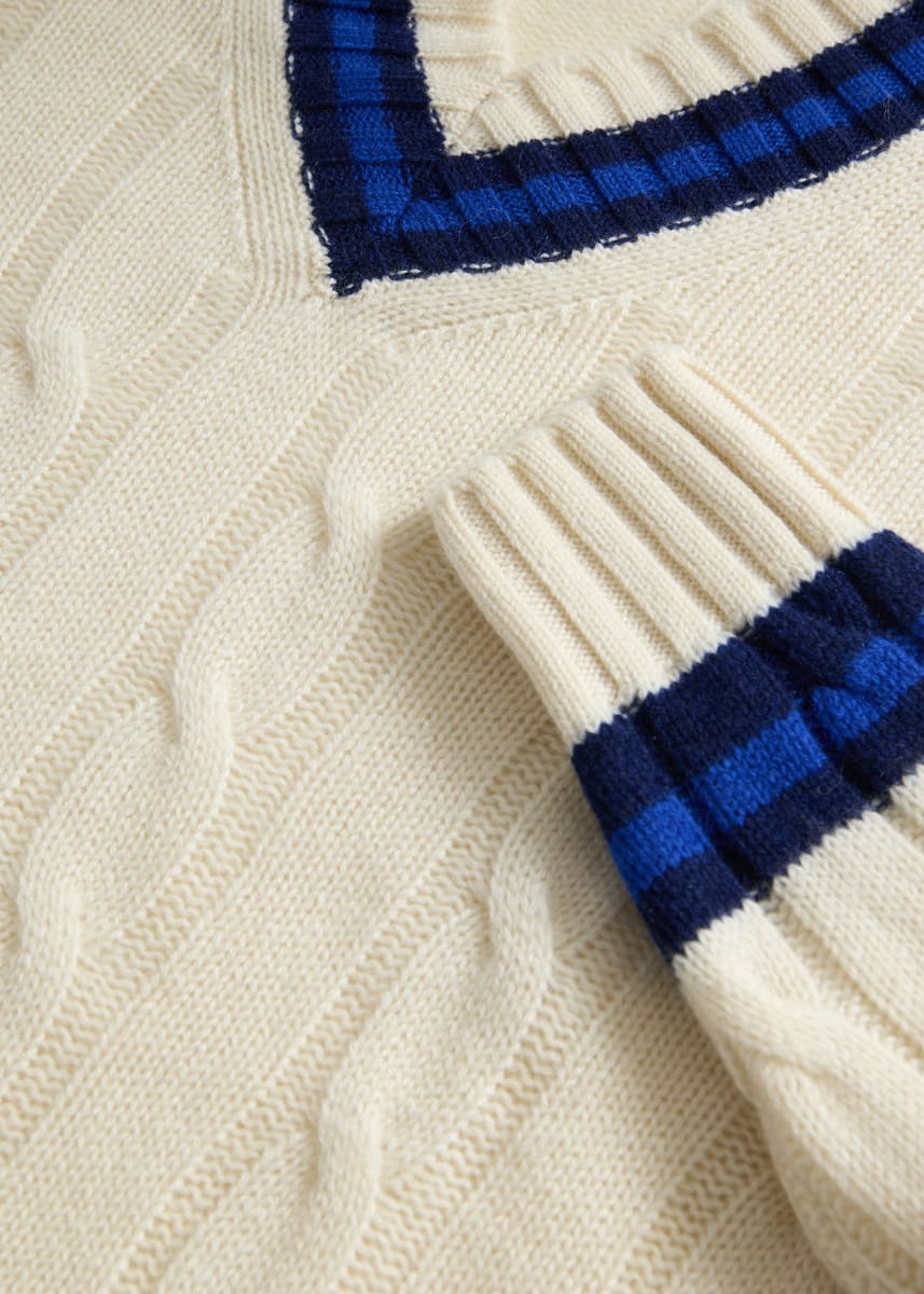 Cashmere Tennis Sweater - White