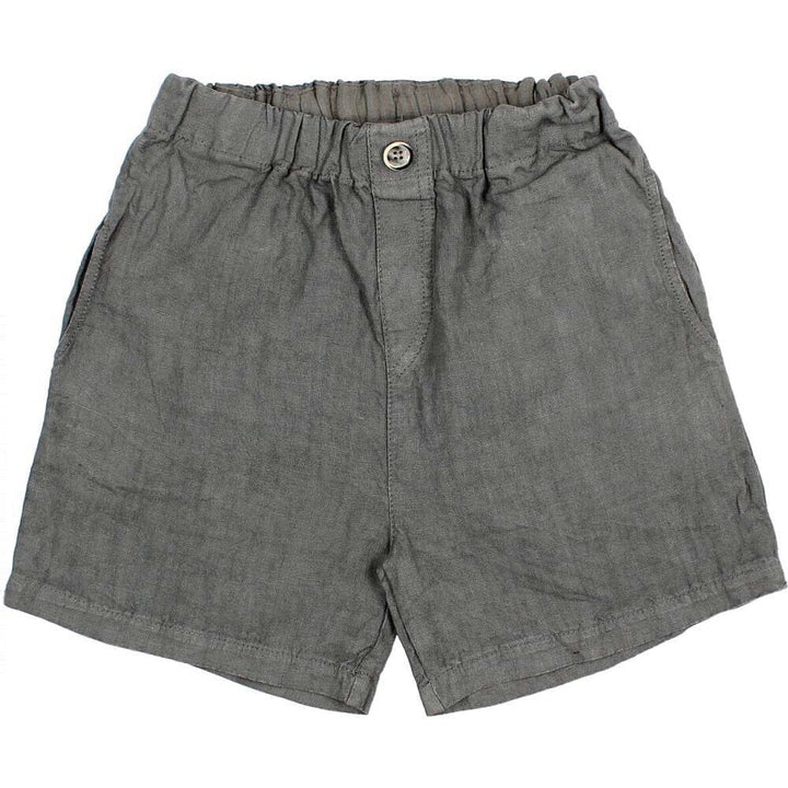 Button Linen Short Pants with Pockets - Graphite Shorts Buho 