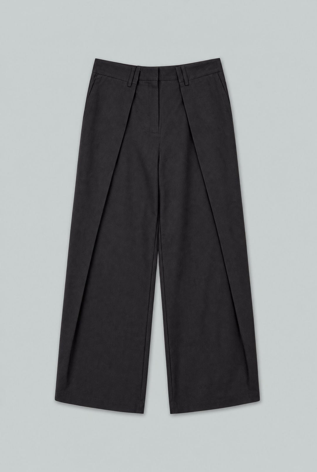 Pleated Wide Trousers - Black