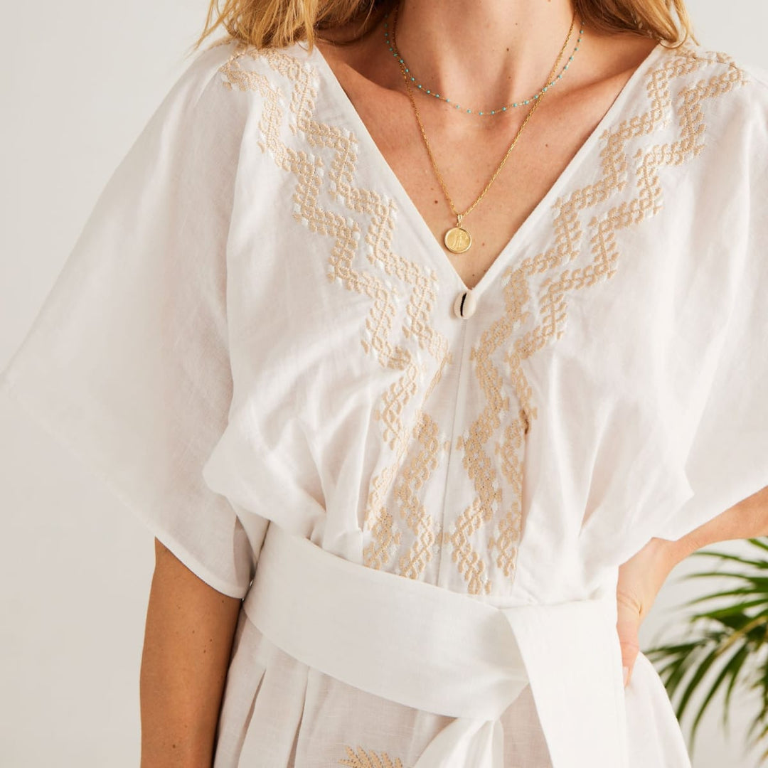 Penelope Dress - White Palm