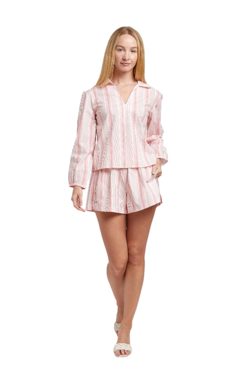Hailey Top - Pink Stripe Dot