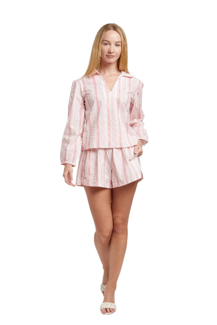 Hailey Top - Pink Stripe Dot
