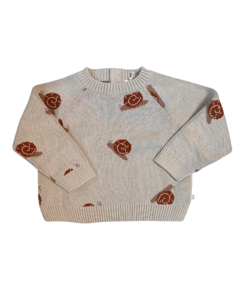 Baby Organic Snail Knit Sweater - Oatmeal