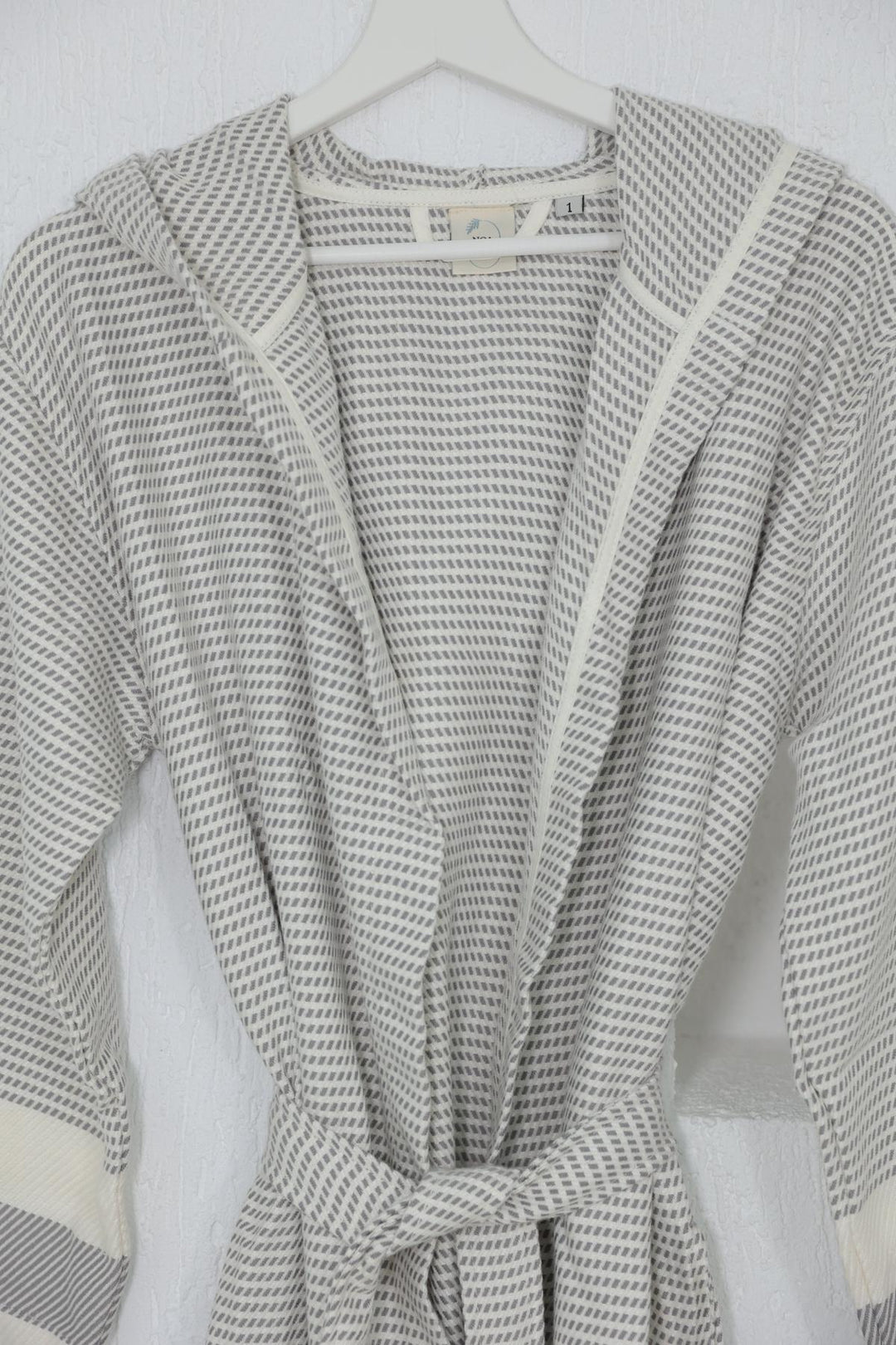 Cotton Gray & White Bathrobe