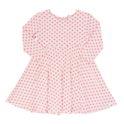Twirly Bow Dress - Pink Hearts