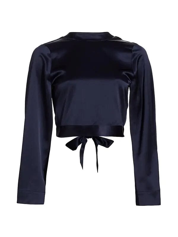 Silky Open Back Top - Navy