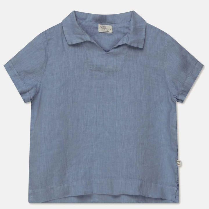 Linen Polo Shirt - Sky Blue