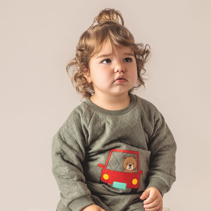 On a Trip Quilted Sweatshirt -Pine - Tropic Green