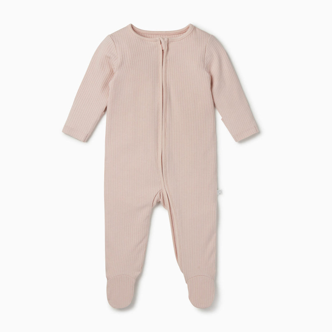 Blush Ribbed Zip-up Sleep Suit