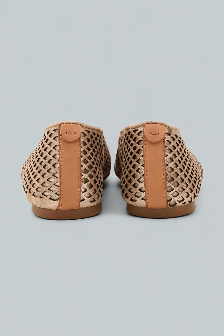 Women's Willow Perforated Leather Ballet Flats - Gravel Leather