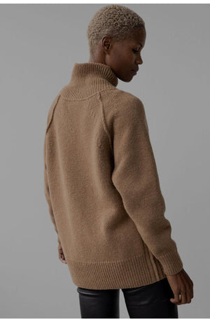 Wrap Collar Baby Alpaca Pullover - Camel