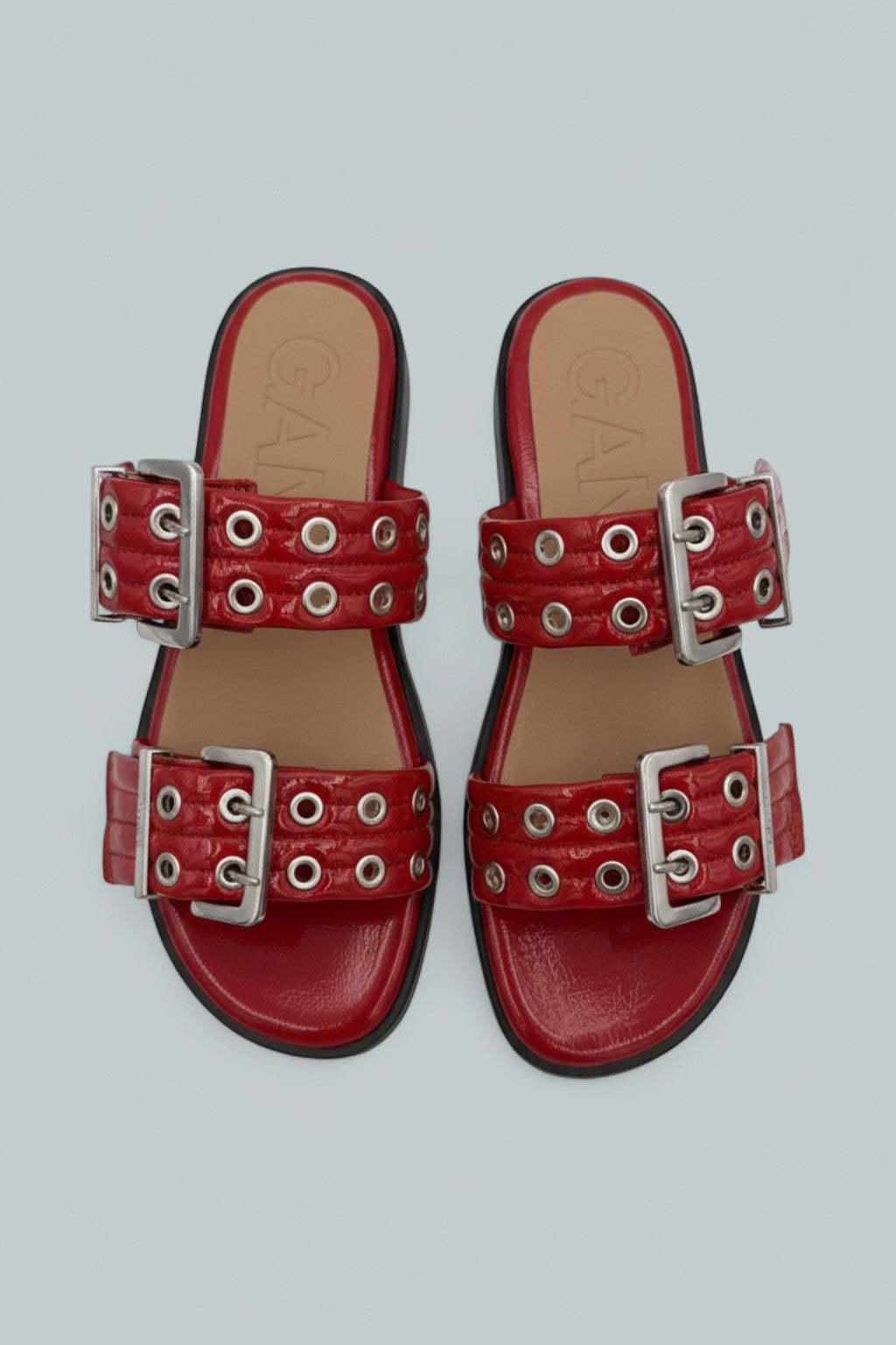 Buckle Two-Strap Sandal - Racing Red