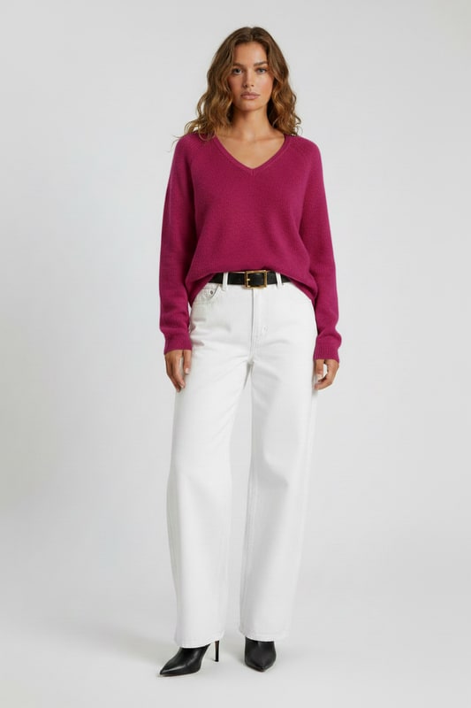 Shaker Knit V - Magenta