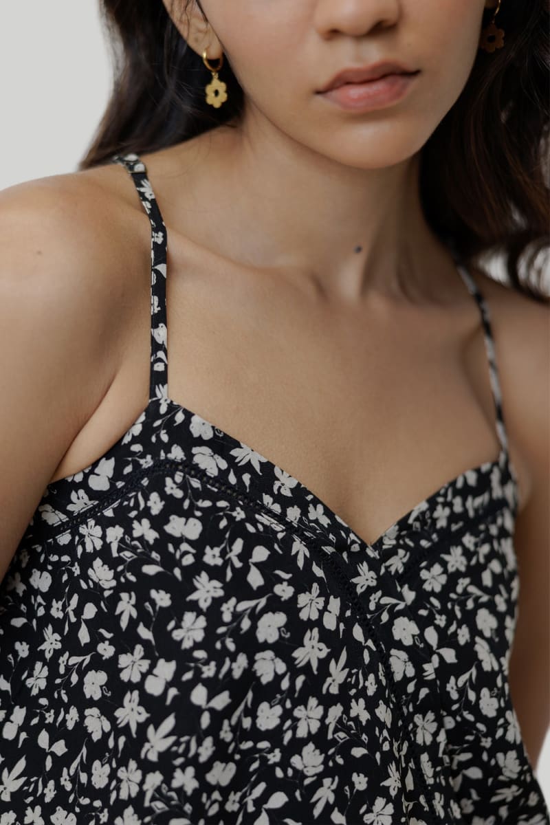 V-Neck Lace Camisole - Monochrome Medley