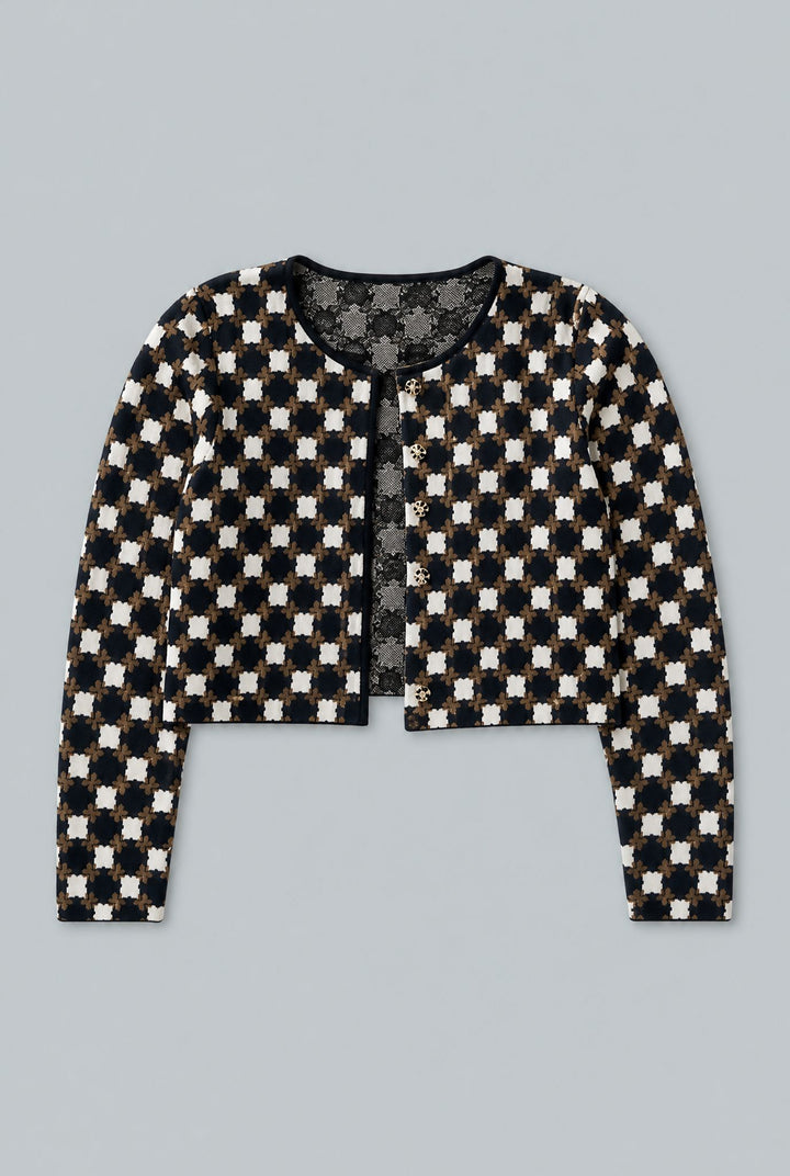 Flower Geo Velvet Jacket - Cedar/Navy