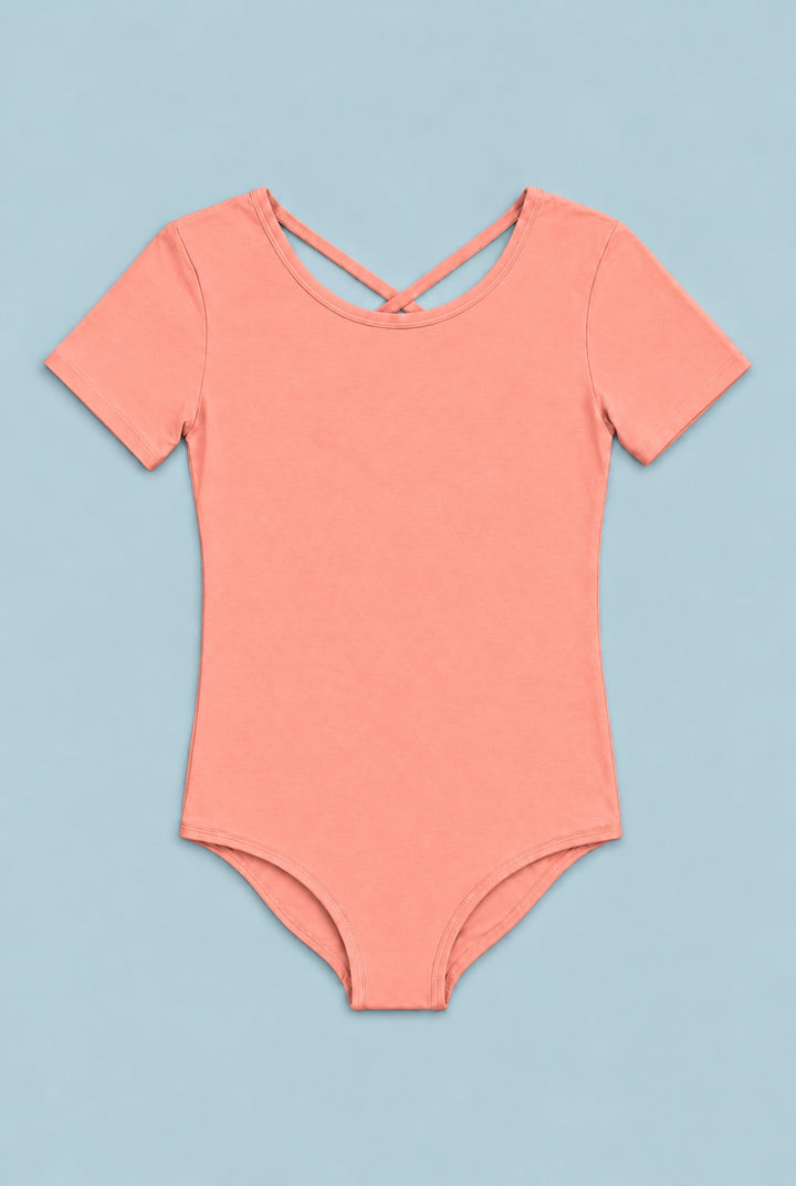 Girl's Short Sleeve Bodysuit - Apricot