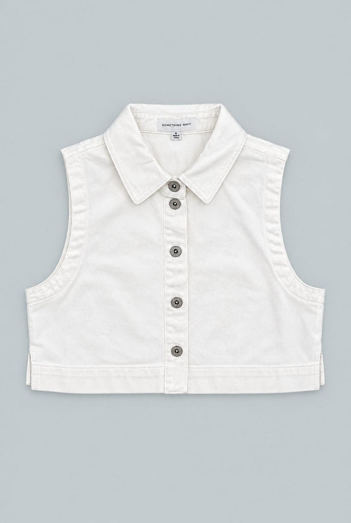 Sleeveless Cropped Denim Top