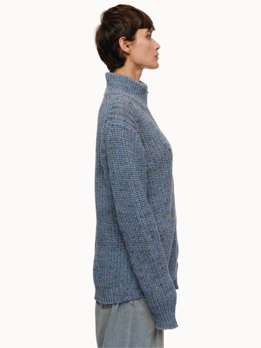 Dave Zip Cardigan - Blue