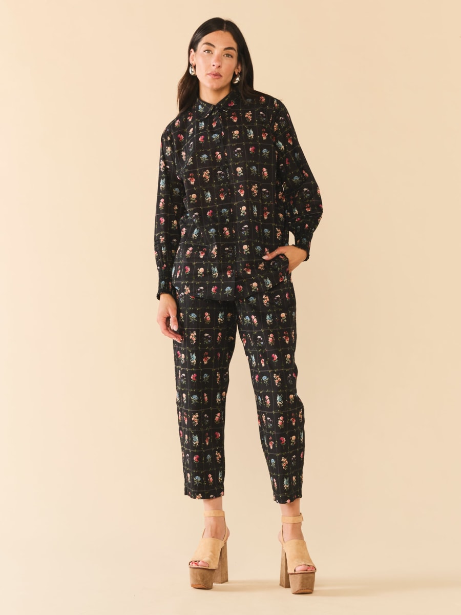 Katie Button Down - Florence Black Floral