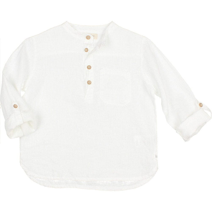 Linen Kurta Shirt - White Shirts Buho 