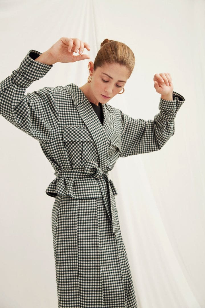 Eliza Plaid Assymetric Skirt - Green