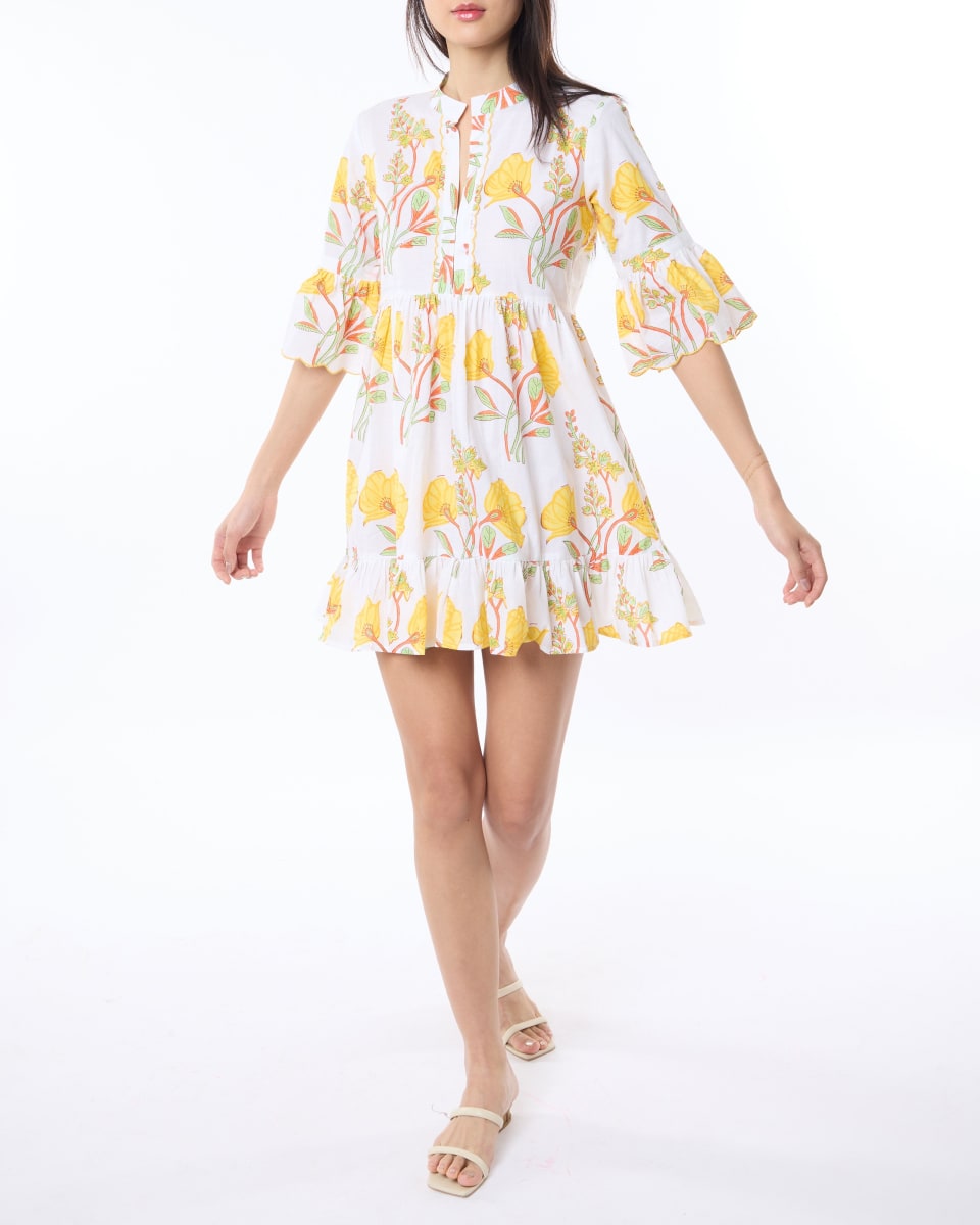 Mykonos Dress - Yellow/White