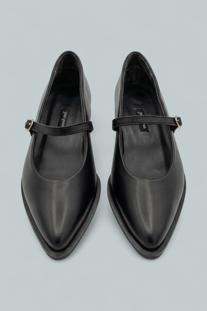Carla Mary Jane Flats - Black Soft Nappa