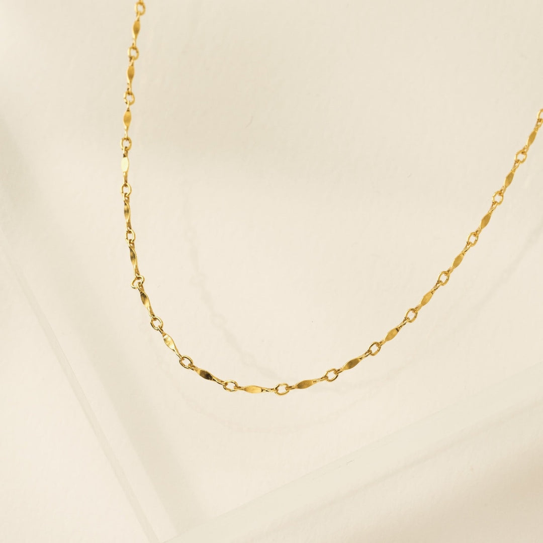 Dapped Bar Chain Gold-Filled Necklace