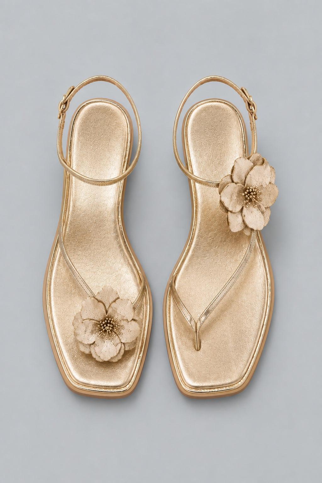 Mismatch Magnolia Sandals - Gold