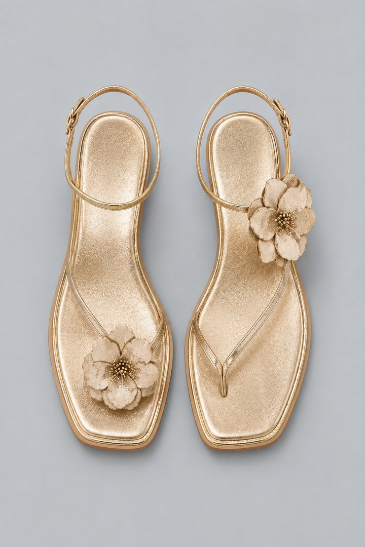 Mismatch Magnolia Sandals - Gold