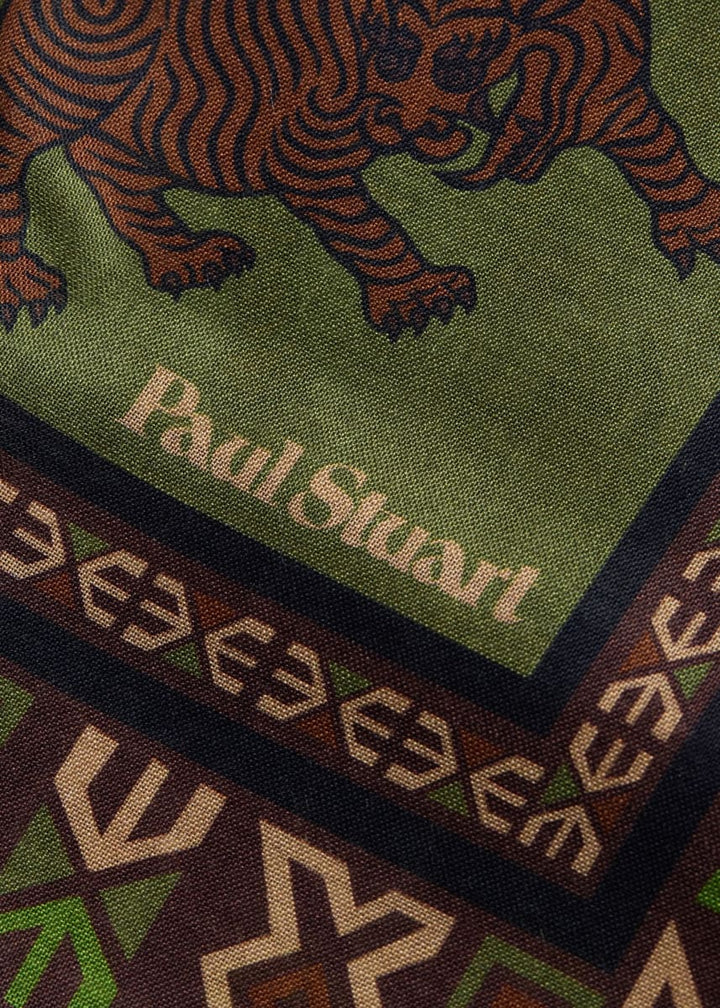 Tiger Motif Handkerchief - Olive