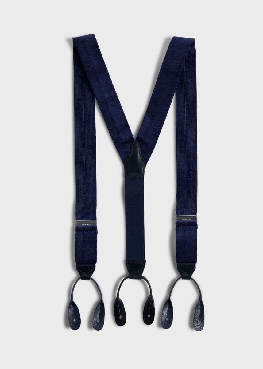 Wide Wale Corduroy Suspenders - Navy