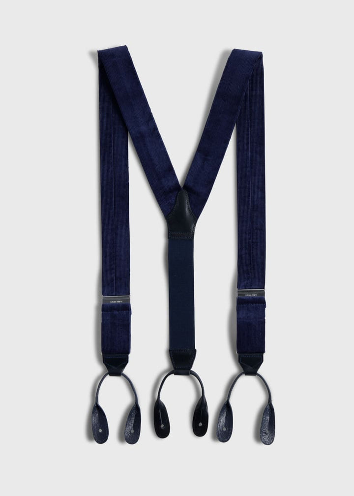 Wide Wale Corduroy Suspenders - Navy