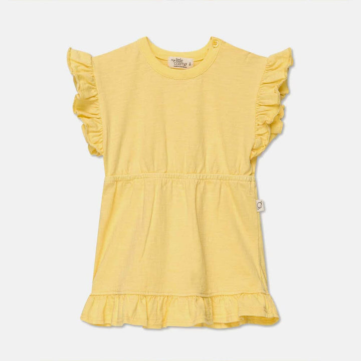 Slub Ruffle Dress - Yellow Dresses + Skirts My Little Cozmo 