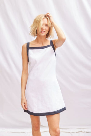 Contrast Shift Dress - White/Navy