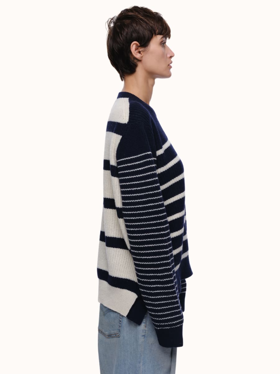 Jess Striped Crewneck - Navy