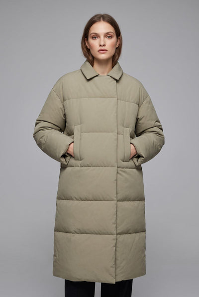 Long Puffer Coat - Sage