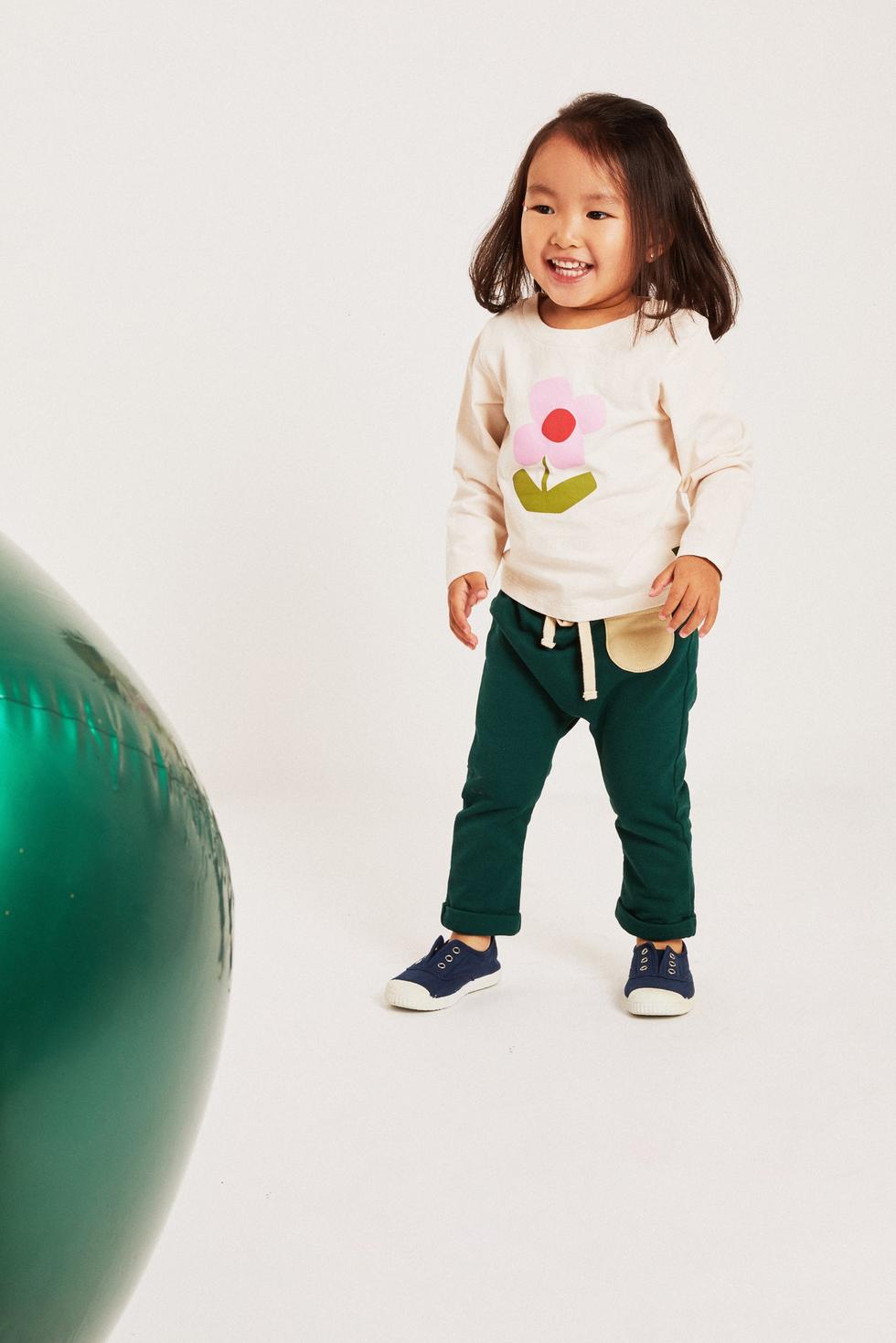 Recycled Cotton Flower Baby T-Shirt - Natural