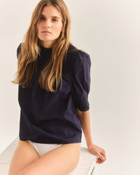 Cassidy Top - Cotton Poplin-Navy