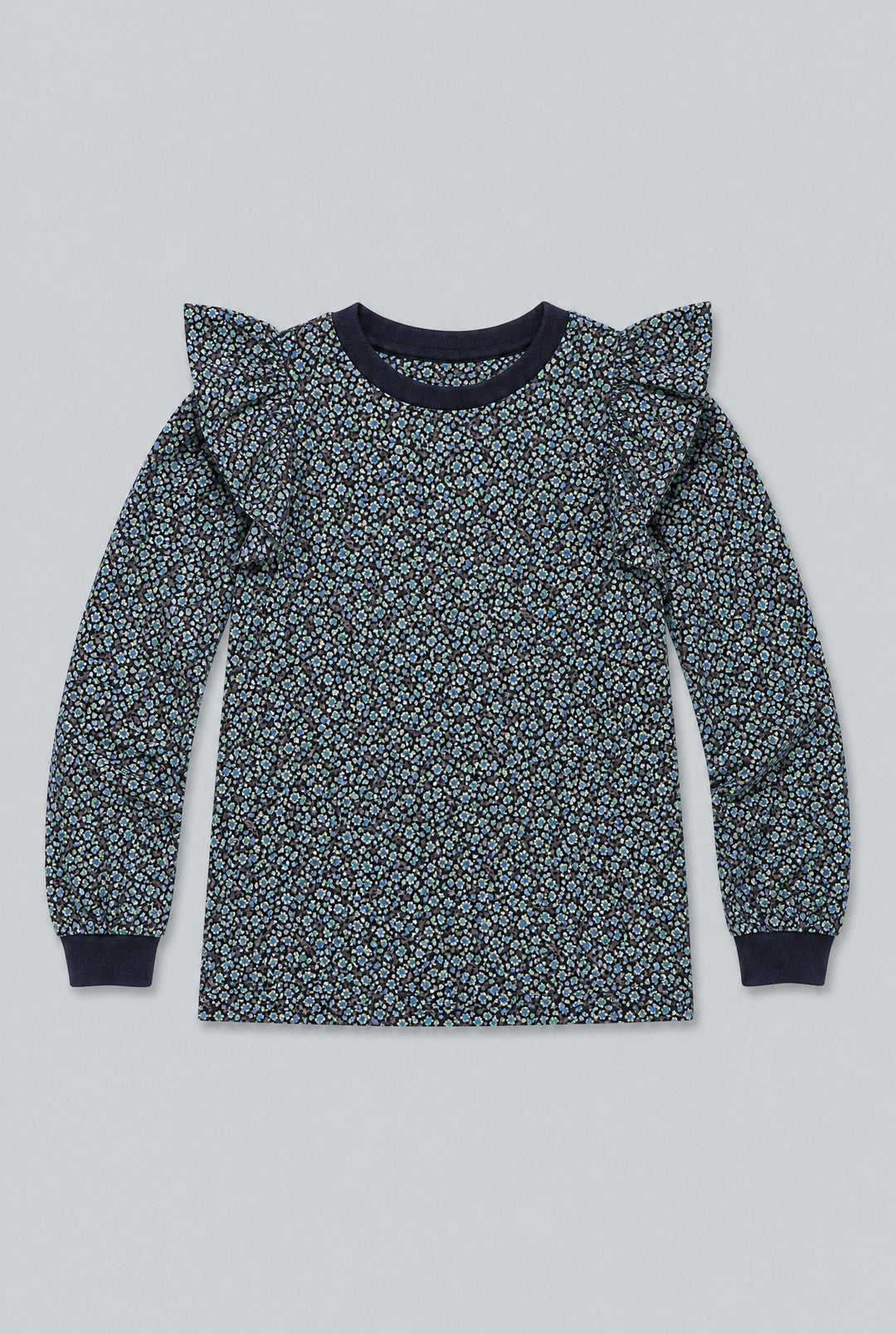 Meghan Ruffle Shoulder Sweatshirt - Navy