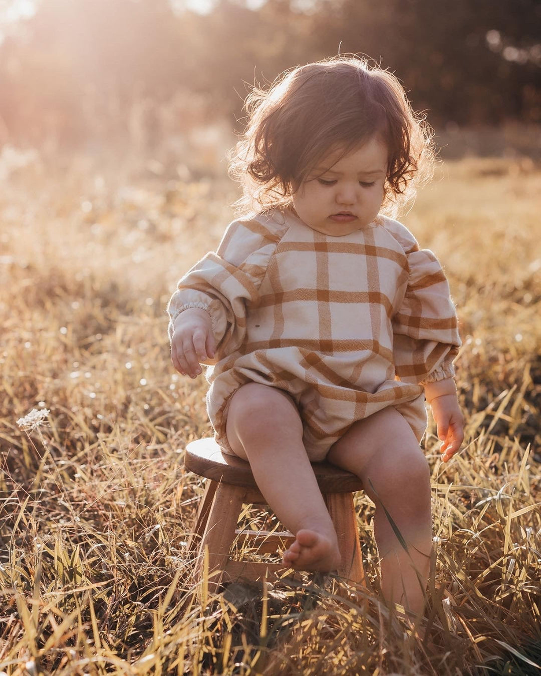 Mustard Check Romper