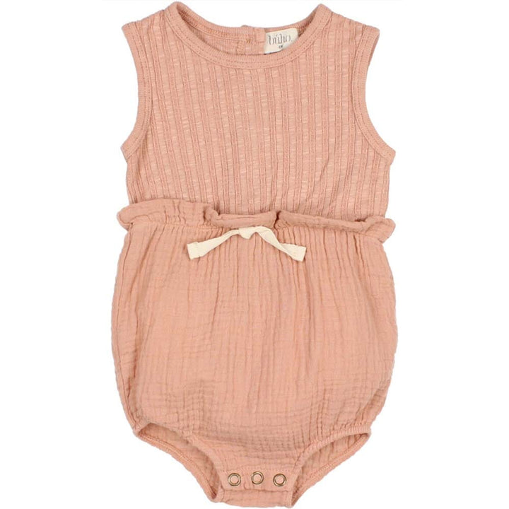 Rib Combination Romper with Bow Waist - Antic Rose One Pieces Buho 