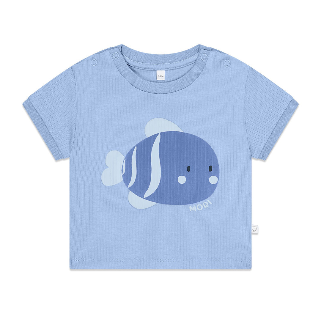 Fish Drop Shoulder T-shirt - Hydrangea