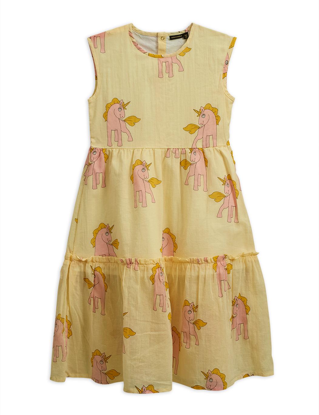 Unicorns Woven Long Dress - Yellow