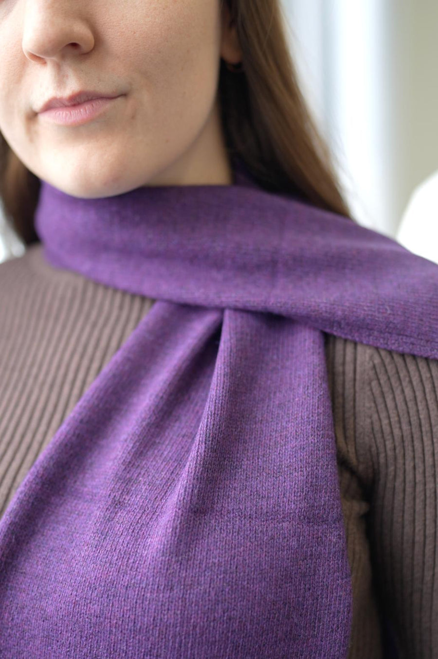 9.5’’x66’’ Plain Jersey Scarf With Lurex - Aubergine - 9.5’’X66’’ - Scarf