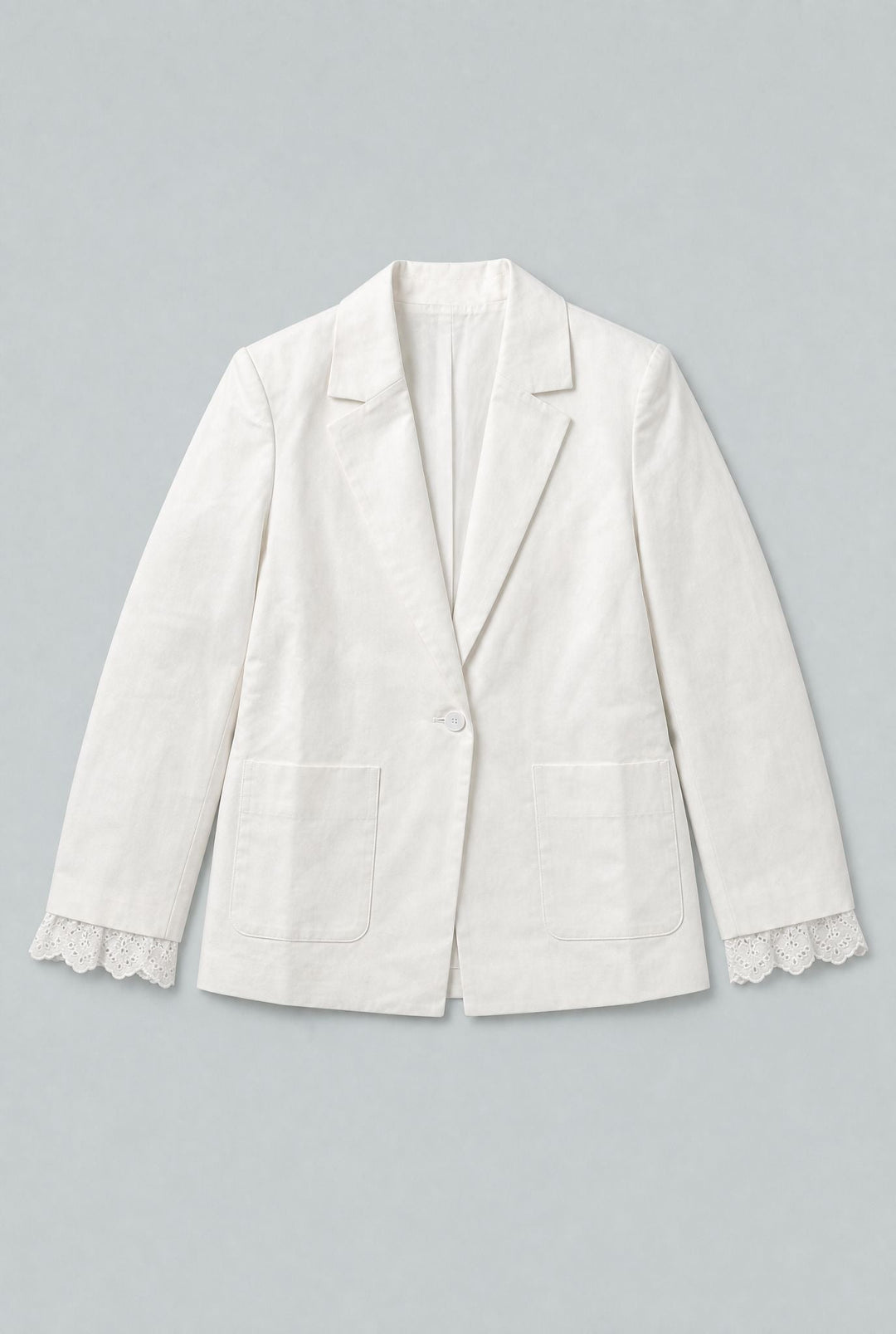 Blazer With Eyelet Cuffs - White