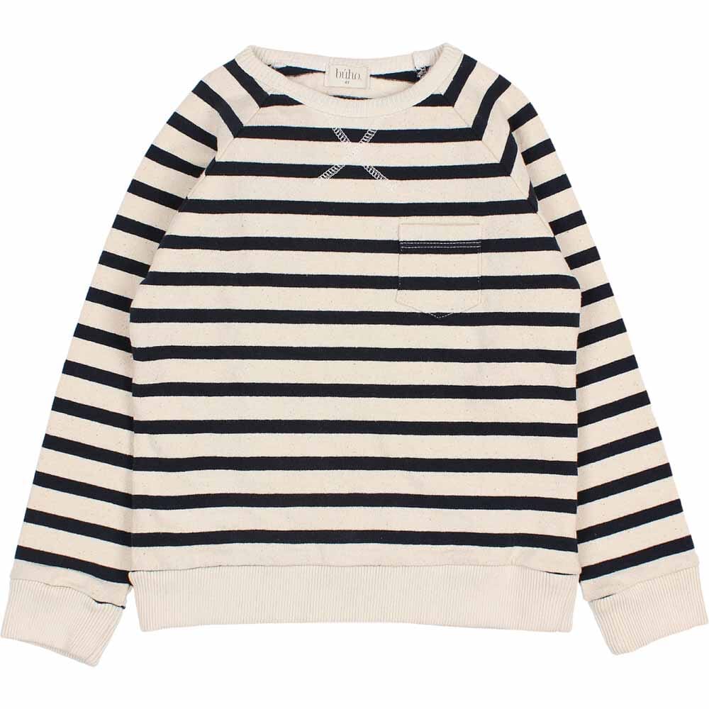 Navy Stripes Sweatshirt - Ecru Sweatshirts Buho 